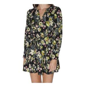 Walter Baker Leighton Ruched Bungalow Bloom Multi Color Floral V-Neck Dress XS